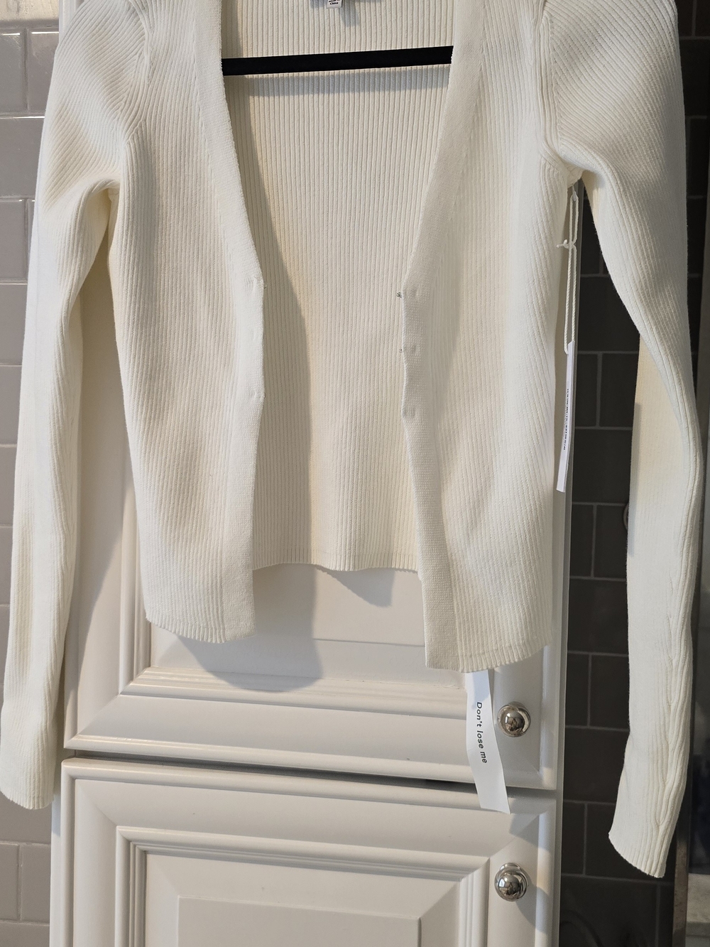 Reformation Cream Ribbed Long Sleeve Open Cardigan